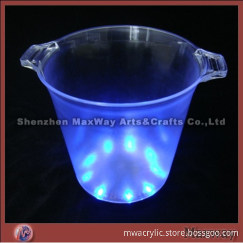 Crystal elegant round plexiglass ice bucket/pail with led light